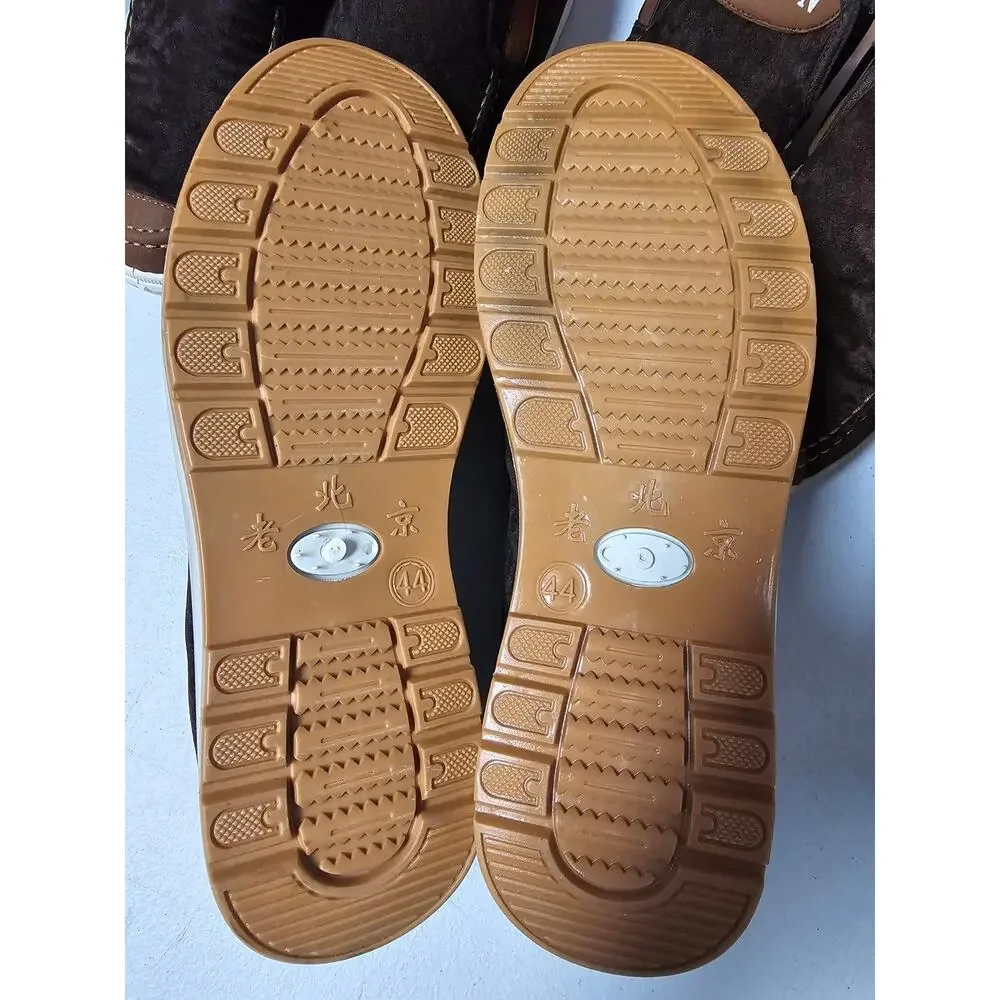 NWOB Men's Fashion Fur Lined Suede Slip-on Loafers Size EU44 US 10.5-11